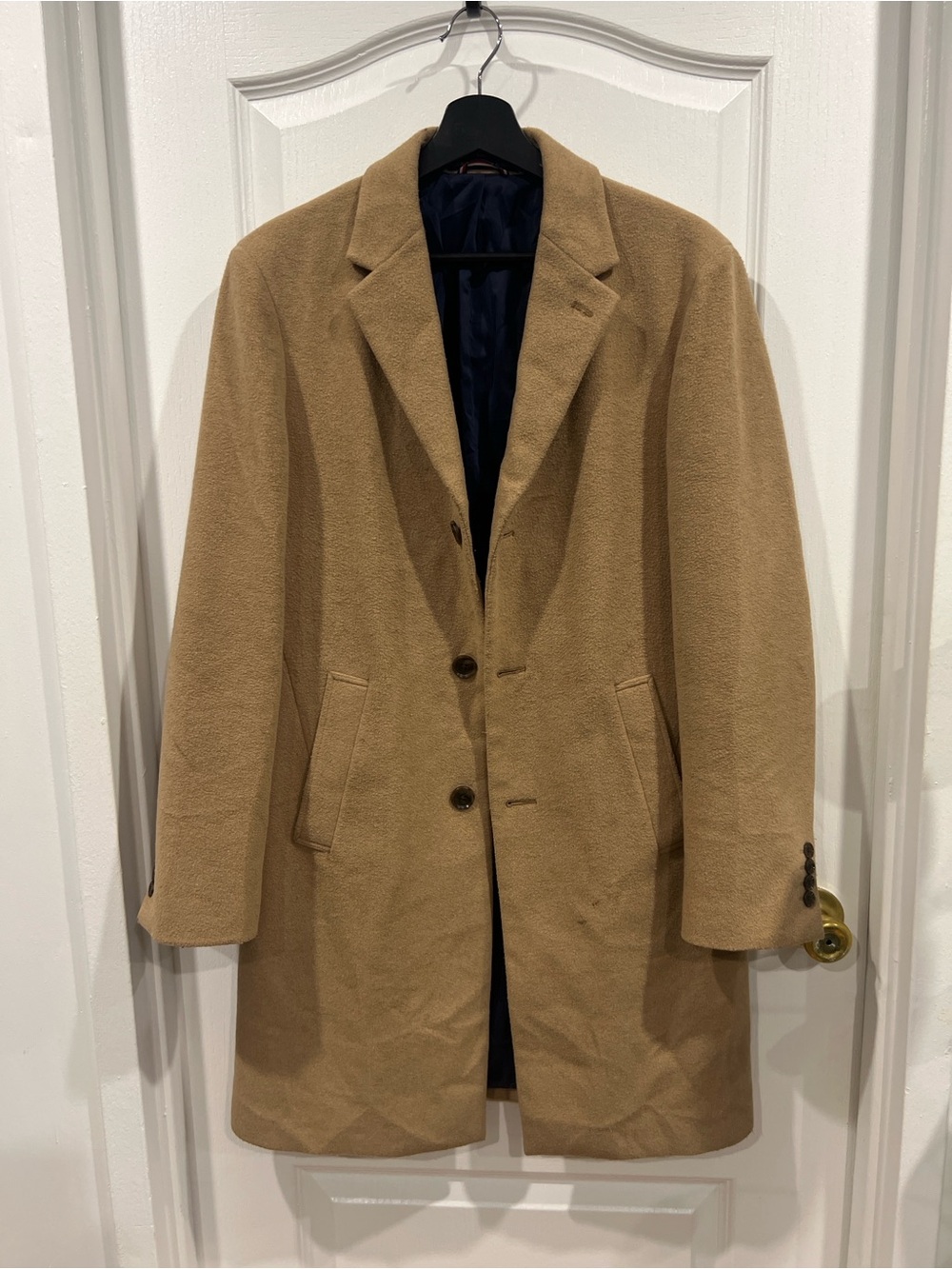 Tommy Hilfiger Camel Wool Blend Pea Coat